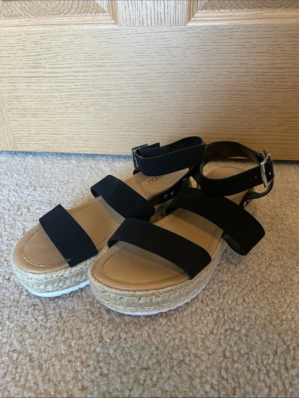 Women's Black Espadrille Platform Sandals